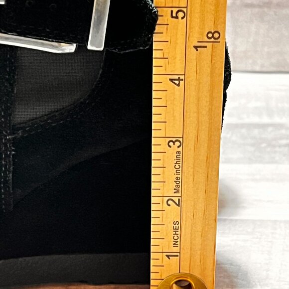 Vince Camuto Womens Black Suede Wedge Heel Ankle Booties Size 7M/37 Buckle - Picture 13 of 13